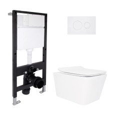 Готове рішення Qtap для ванної кімнати: підвісний унітаз Crow Rimless 520x360x290 + комплект інсталяції Standard (кругла клавіша White)