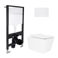 Готове рішення Qtap для ванної кімнати: підвісний унітаз Crow Rimless 520x360x290 + комплект інсталяції Standard (лінійна клавіша White)