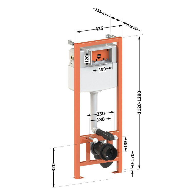 Інсталяція для унітаза Qtap Nest QT0133M425
