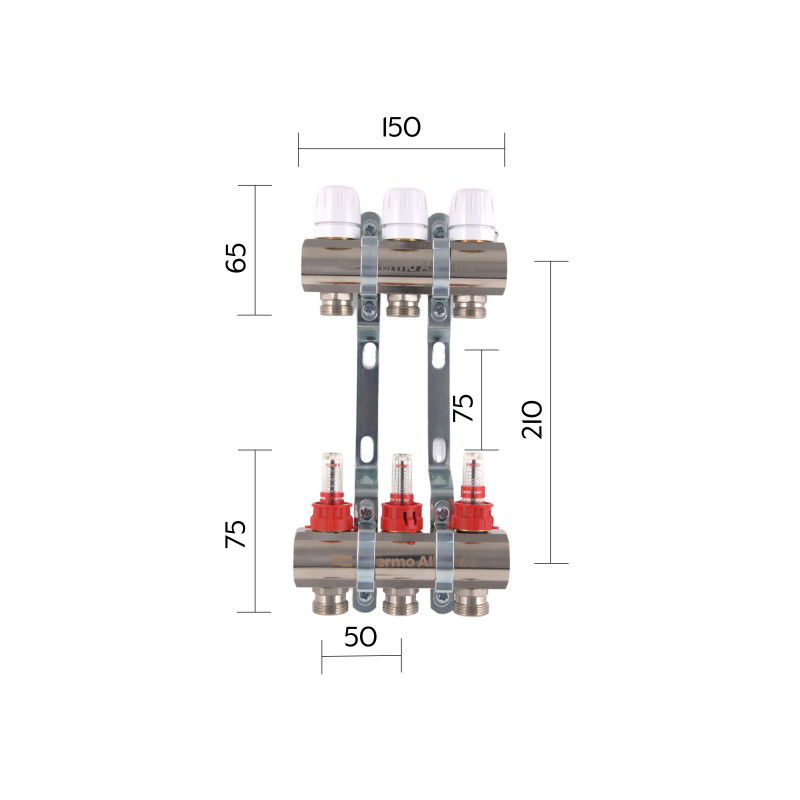 Колектор з витратомірами Thermo Alliance Standart 1" 3 виходи SD235W3