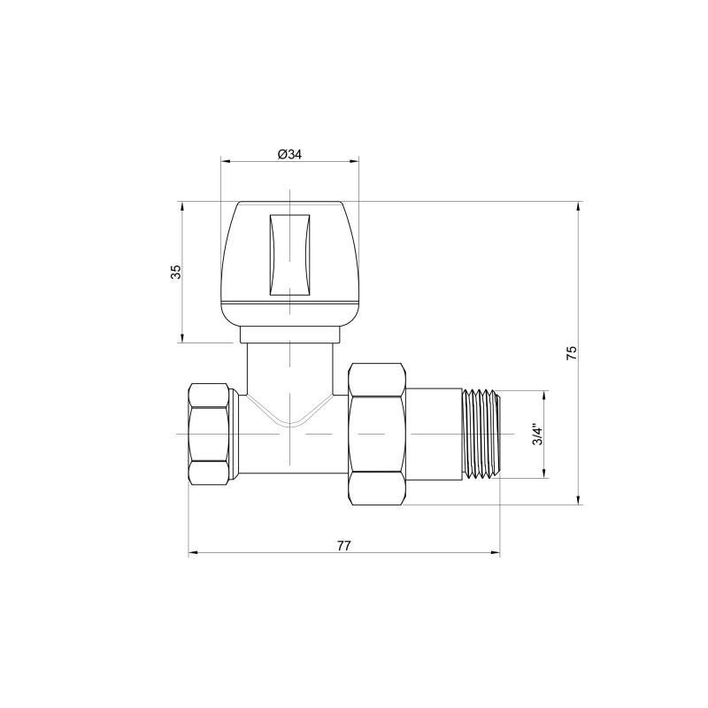 Кран радіаторний Icma 3/4" прямий №813