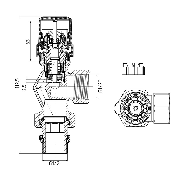 Термостатичний набір Standart  осьовий 1/2" TAS354W15 Thermo Alliance