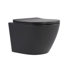 Унітаз підвісний Robin Ultra Quiet 490×365×325 мм, Anthracite, з сидінням Slim Duroplast / Soft-close / Quick Release QT13332381АSAN Qtap