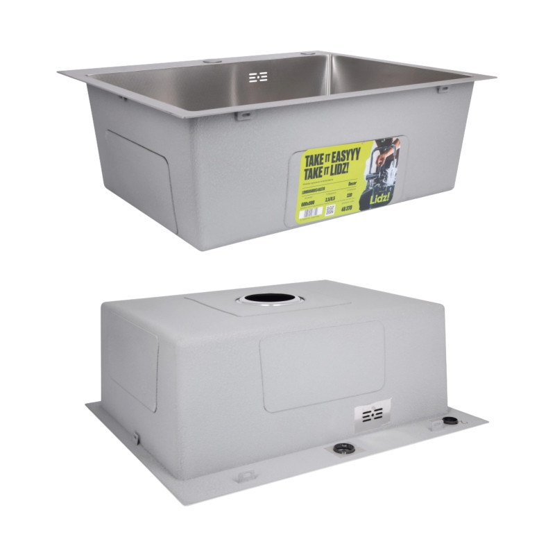 Акційний набір Lidz: мийка H6050H інтегрована Decor Honeycomb 2,5/0,5 мм LDH6050DEC48370 + Змішувач Aria для кухні з гнучким виливом (k35) Grey