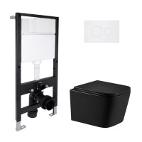 Готове рішення Qtap для ванної кімнати: підвісний унітаз Crow Ultra Quiet 485x340x290 + комплект інсталяції Standard (кругла клавіша White)