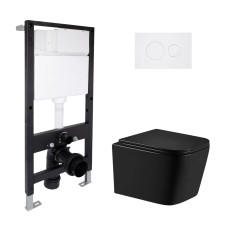 Готове рішення Qtap для ванної кімнати: підвісний унітаз Crow Ultra Quiet 485x340x290 + комплект інсталяції Standard (кругла клавіша White)