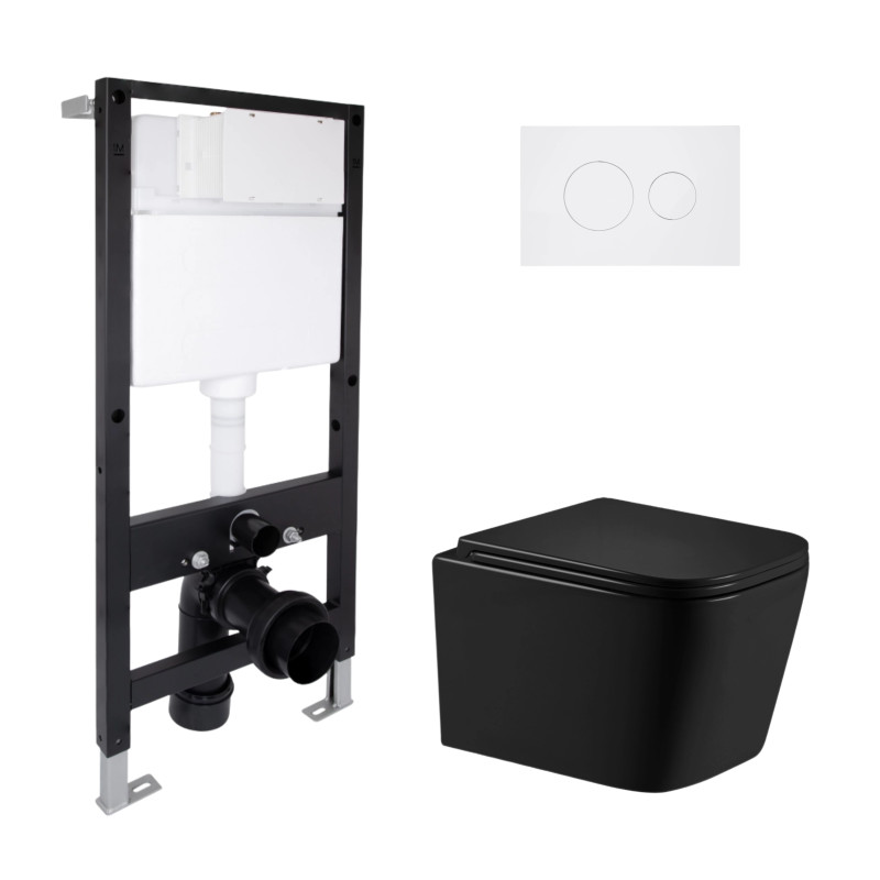 Готове рішення Qtap для ванної кімнати: підвісний унітаз Crow Ultra Quiet 485x340x290 + комплект інсталяції Standard (кругла клавіша White)
