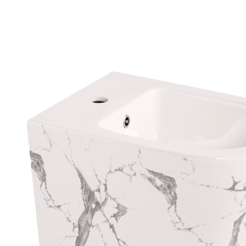 Комплект Qtap Robin Marble 3 в 1: підвісний унітаз Ultra Quiet + біде підвісне + раковина накладна QTROBMR49160