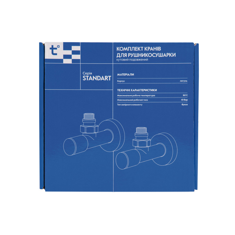 Комплект кранів Thermo Alliance Standart 1/2" З для рушникосушарки кутовий чорний SF395W15B