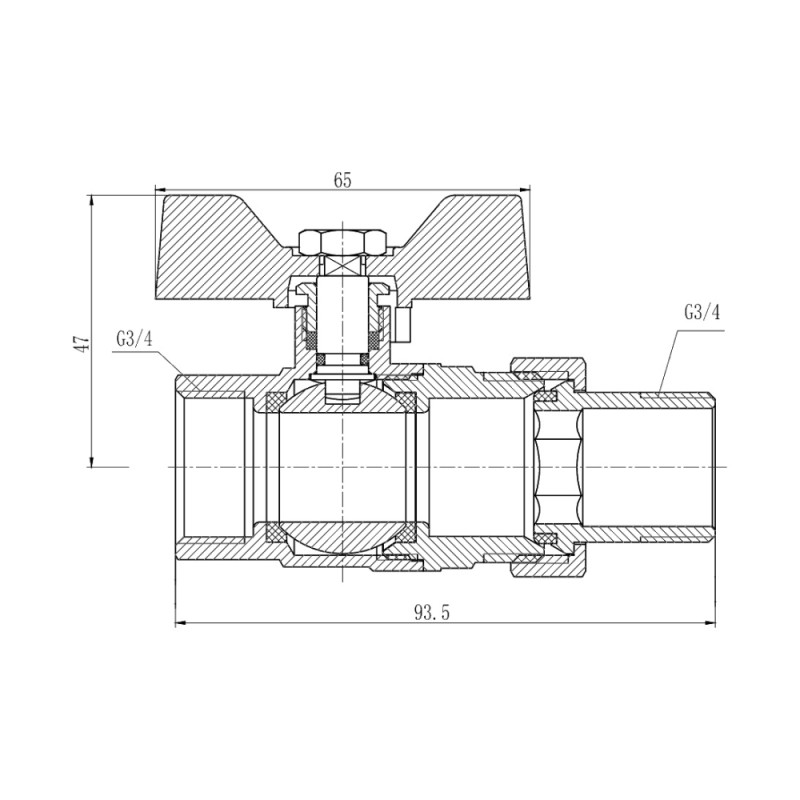Кран кульовий "Американка" Thermo Alliance Forte 3/4" прямий SF220W20