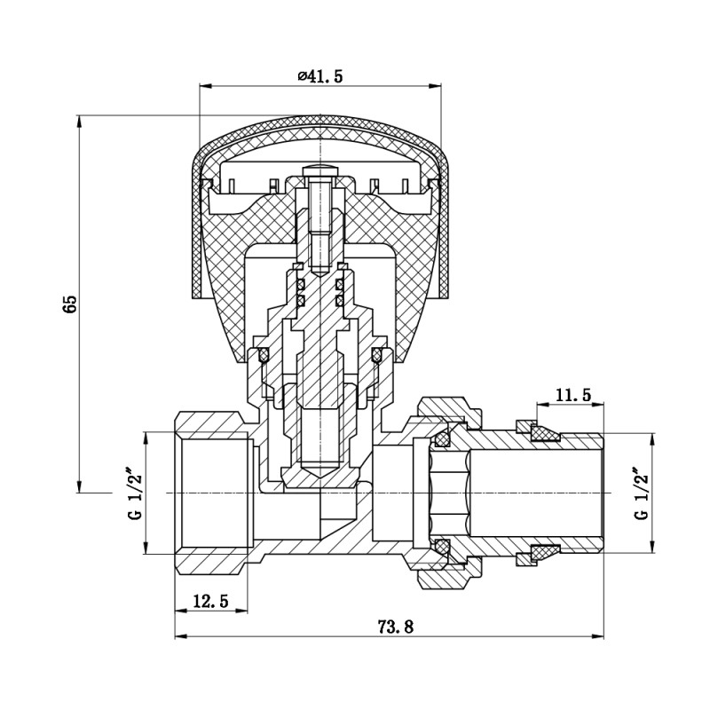 Кран радіаторний Thermo Alliance Standart Powerful 1/2" ВЗ з антипротіканням прямий SF230W15 SF230W15