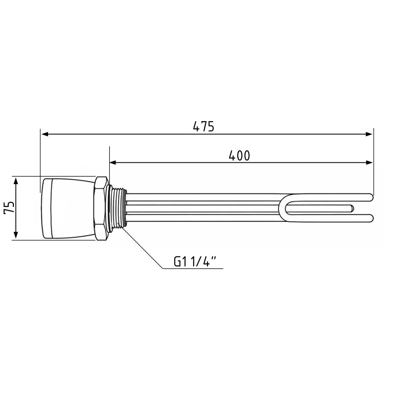 ТЕН з термостатом Galmet GE, 2 кВт, 230 В - 5/4" (1 1/4") (100-140 л) (41020001)