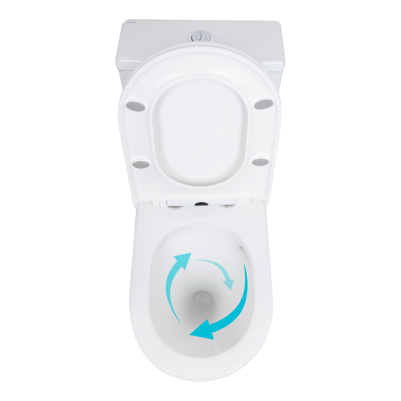 Унітаз-моноблок підлоговий Qtap Kolibri Ultra Quiet безобідковий з сидінням Soft-close WHITE QT10226380W