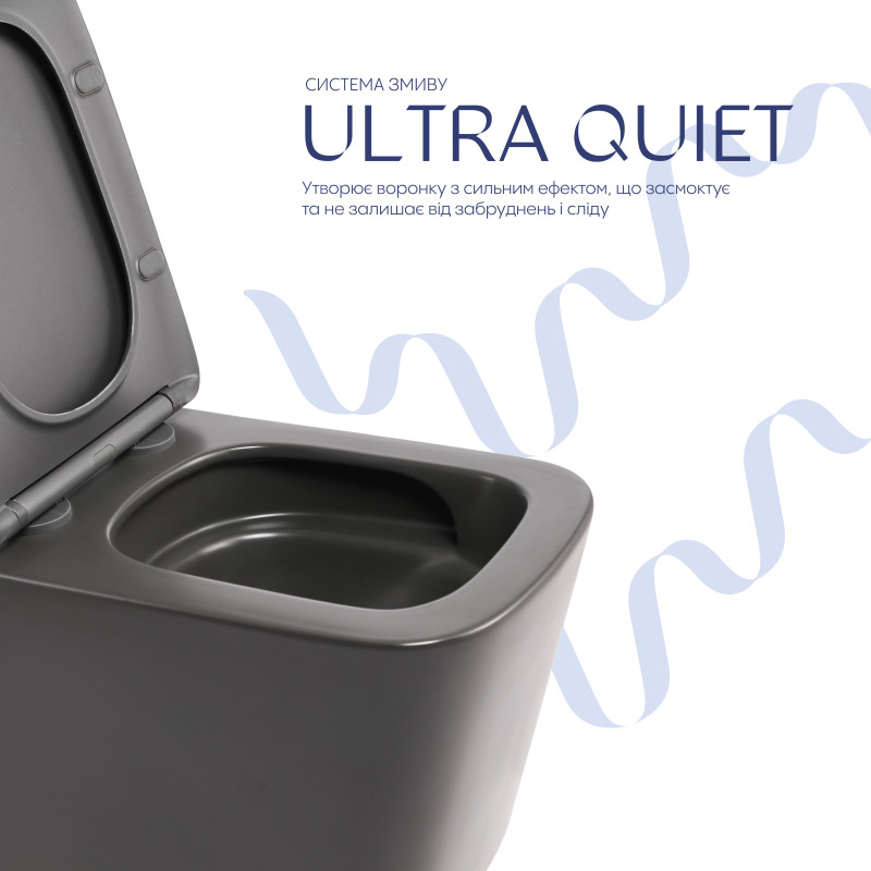 Унітаз підвісний Tern Ultra Quiet 490×365×325 мм, Anthracite, з сидінням Slim Duroplast / Soft-close / Quick Release QT17332303ASAN Qtap