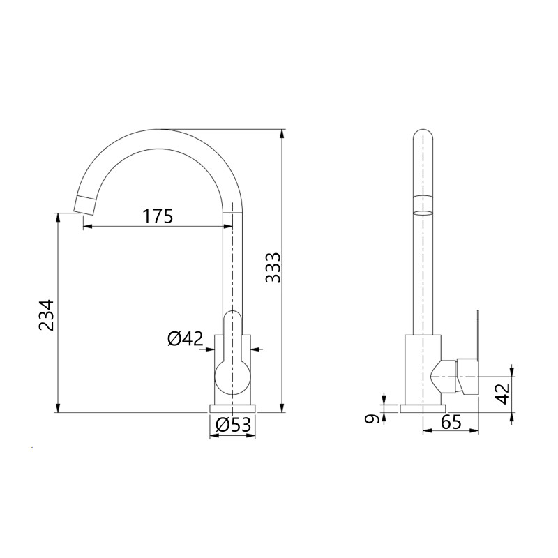 Змішувач для кухні Brinex Pure 015F U-образний  Black Matt BRIPUR015FBLM