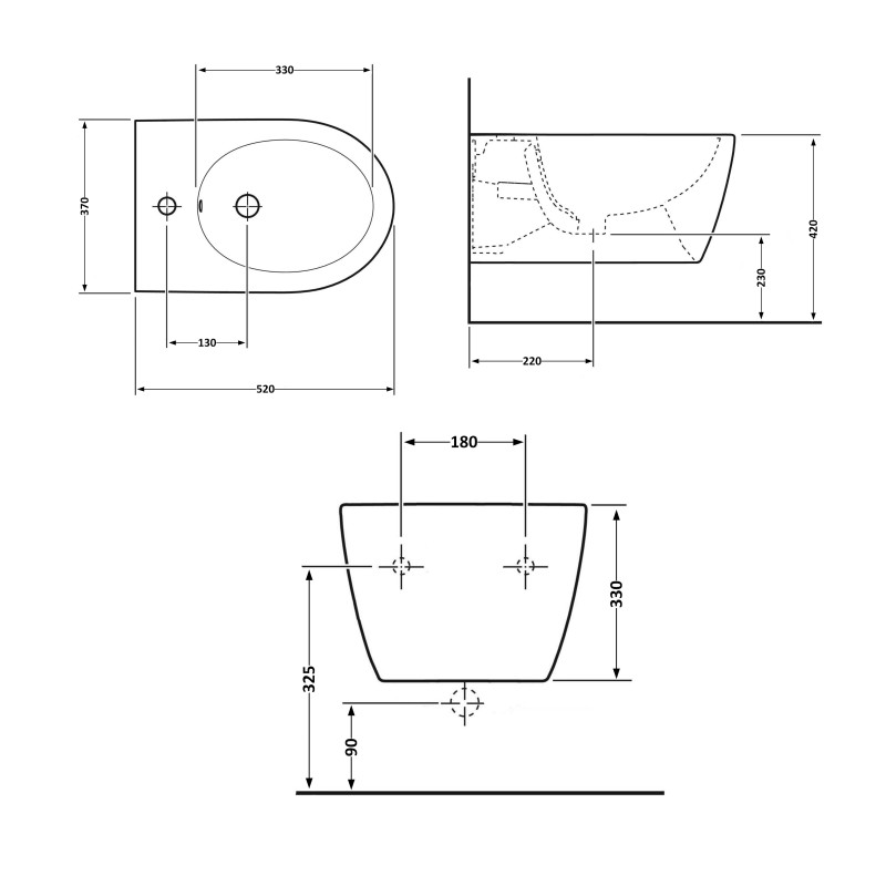 Біде підвісне Qtap Swan 520х360х320 White QT16555378W