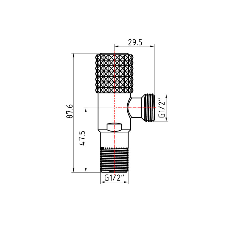Комплект кутових кранів (круг, червоний+синій) Thermo Alliance Standart 1/2"ЗЗ, нерж, хром, керам. буксу TAS350W1515RB