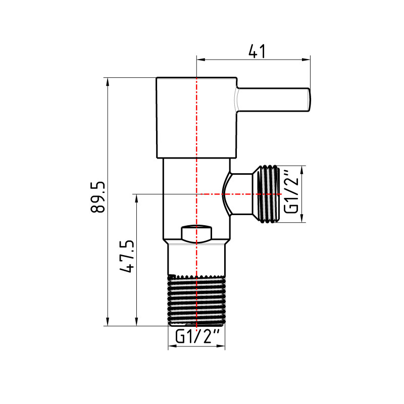 Кран кутовий Thermo Alliance Standart (палочка) 1/2"ЗЗ, нерж, хром, керам. буксу TAS349W1515