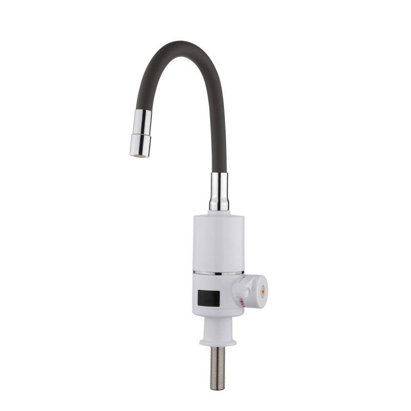Проточний кран-водонагрівач з гнучким виливом для кухні  Lidz Warm 065  LDWAR065GRE49096 White/Grey