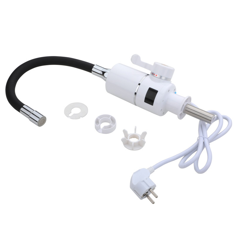 Проточний кран-водонагрівач з гнучким виливом для кухні  Lidz Warm 065  LDWAR065GRE49096 White/Grey