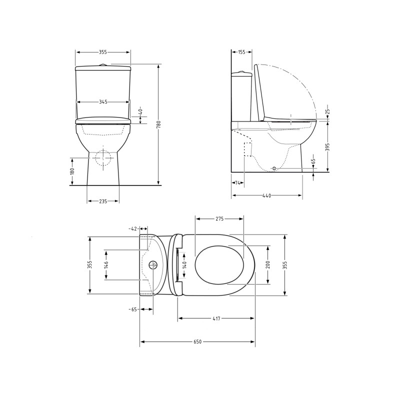 Унитаз напольный Qtap Presto безобідковий з сідінням Soft-close QTPRE27W51022