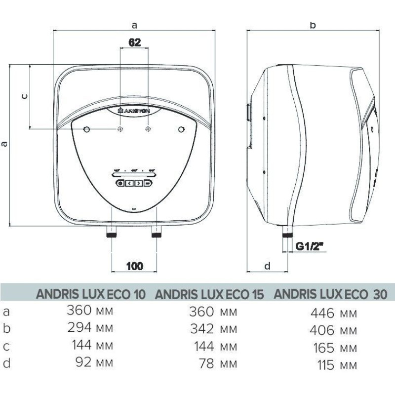 Водонагрівач електричний Ariston Andris Lux Eco 10 PL EU